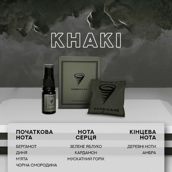 Автомобильный ароматизатор HURRICANE KHAKI (STANDART) Аромасаше хурикан 1812 фото