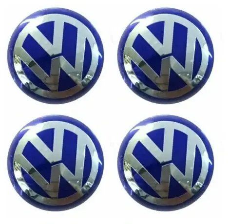 Ковпачки в диски для Volkswagen, (Blue), 60 мм заглушка, значок з логотипом, емблема в колеса (комплект 4 шт.) 1940 фото