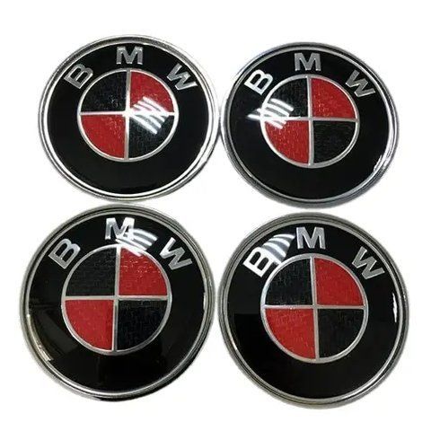 Ковпачки в диски BMW, Red, заглушки в колеса 68 мм (комплект) 1950 фото