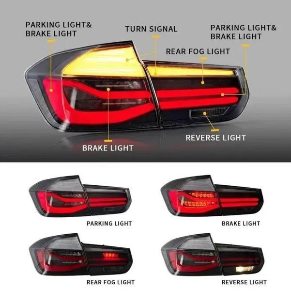 Задні ліхтарі BMW F30 F35 F80 в стилі M3 Smoked Темні Black Line 269 фото