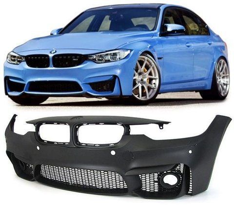 Бампер передній на BMW 3 F30 / F31 стиль М3 Look під датчики паркування і ПТФ 98-1 фото